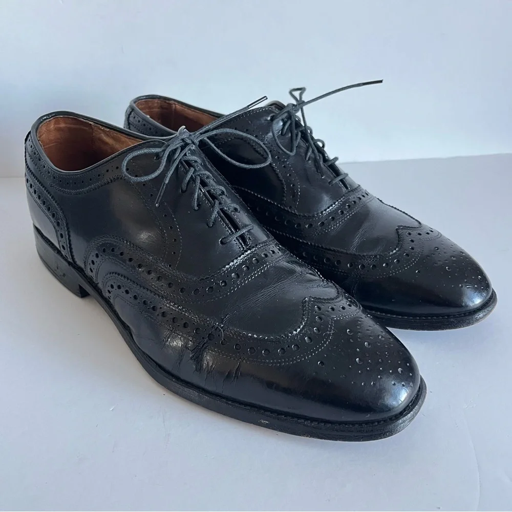 Allen Edmonds McAllister Oxford Wingtip Dress Shoes Black Leather 9.5